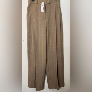 Plaid‎ straight leg wide leg high wasted trousers size 6